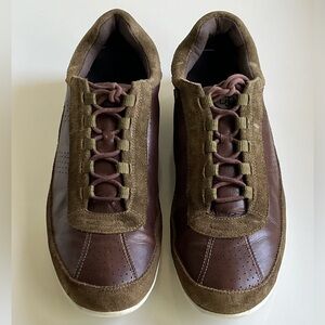 Donald J Pliner Brown Leather Earthy Green Suede Dress Sneakers Size 13 M